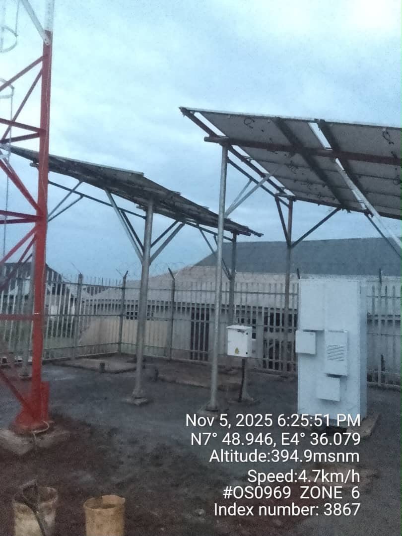 Solar panel installation with perimeter security fencing