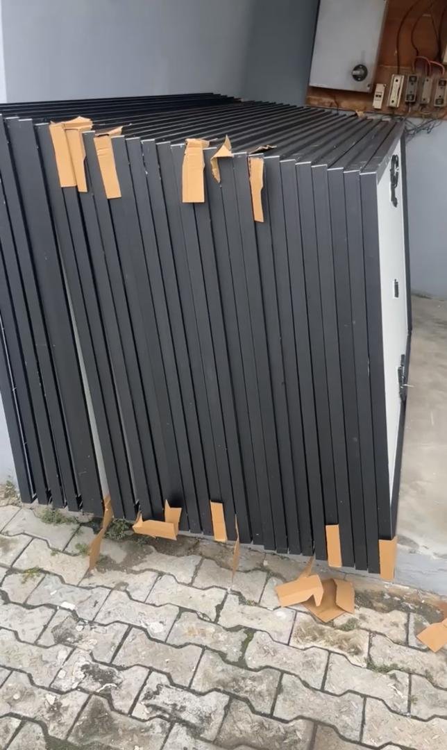 Sourced security fencing panels staged for installation
