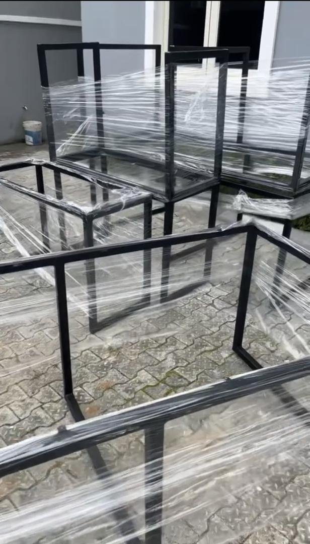 Sourced furniture frames wrapped and staged for delivery